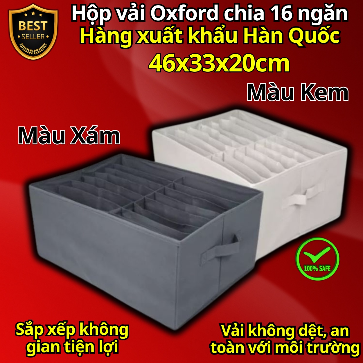 Hộp vải đựng đồ chia ngăn NB4 - Hộp đựng quần áo chia ngăn gấp gọn chính hãng D Danido