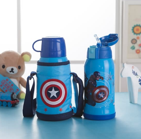 Bình Nước Trẻ Em Có Túi Thêu Nhân Vật Hoạt Hình