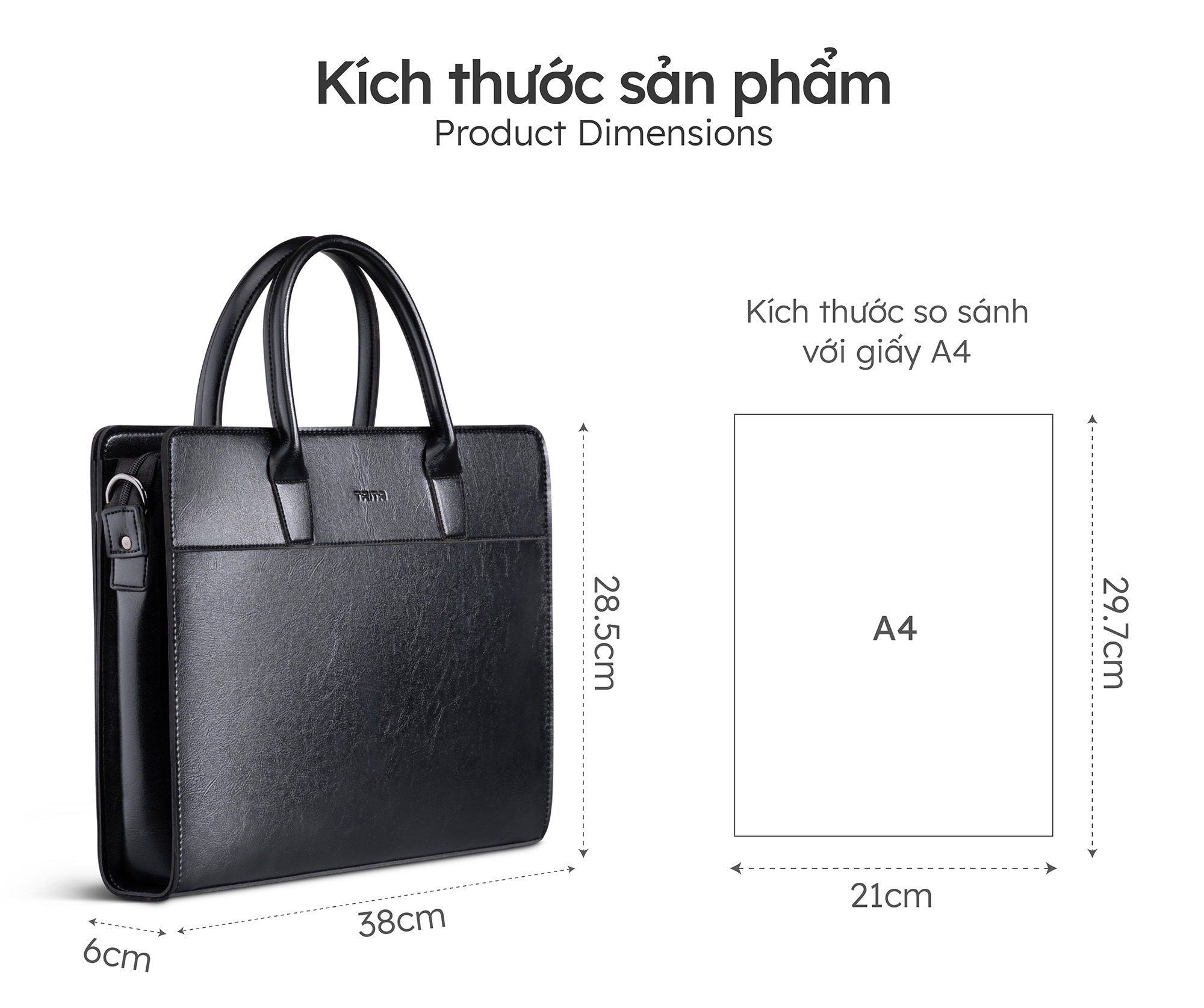 Cặp công sở Trita ( Thời trang nam đựng vừa laptop 13.3 inch - Cặp da TCA21 )