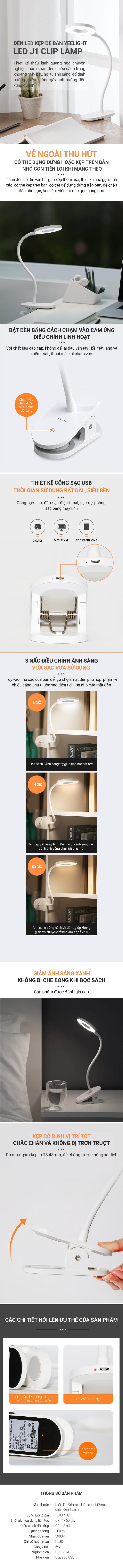 Đèn Led Kẹp Bàn Yeelight Led J1 Clip Lamp YLTD0703CN