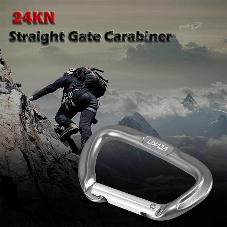 Lixada 24KN Straight Gate Carabiner Non-locking Climbing Carabiner Hammocks Backpacking Key Nose Carabiner