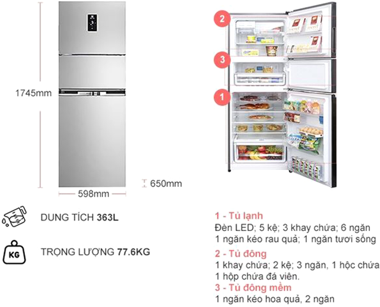 Tủ lạnh Electrolux Inverter 335 lít EME3700H-A