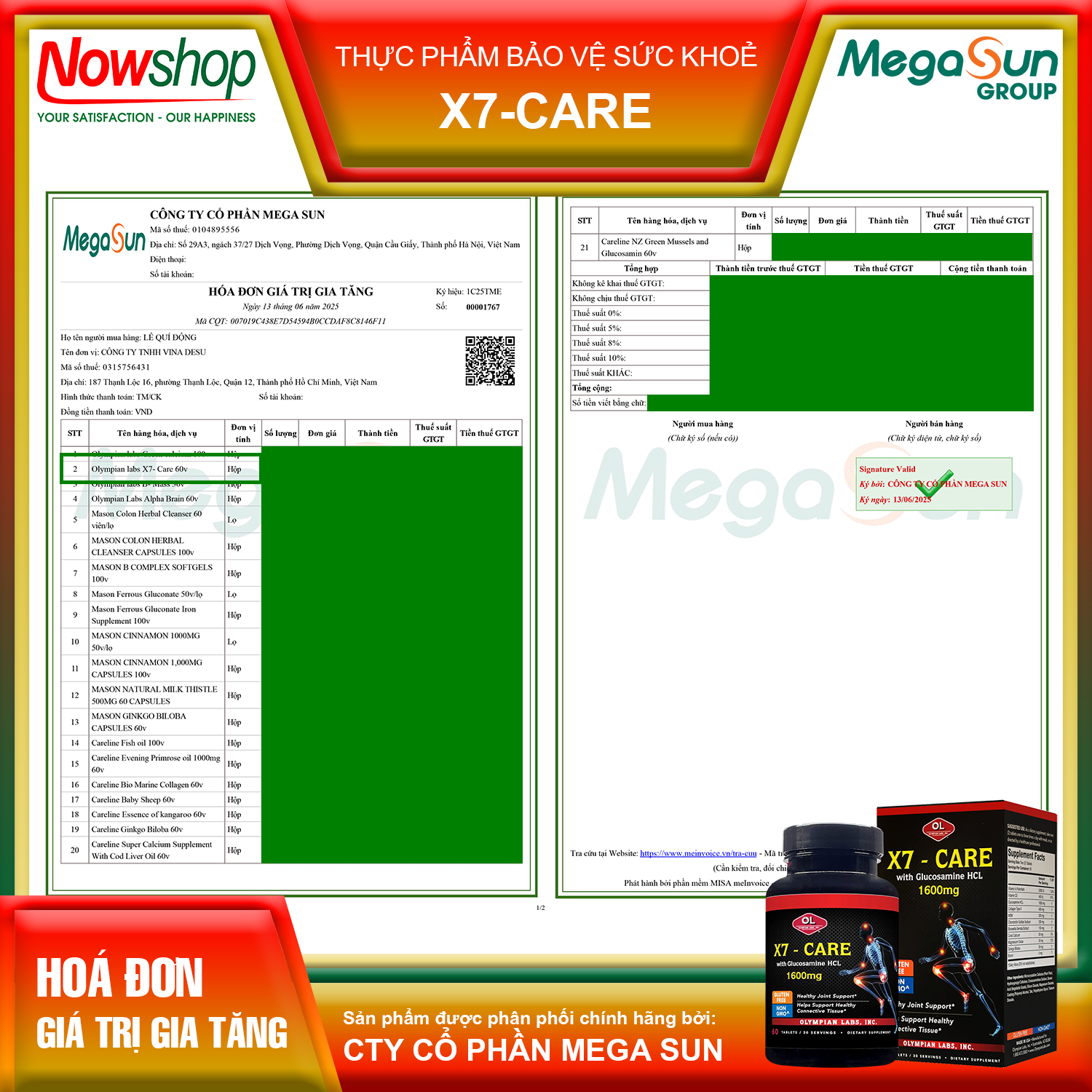 X7-Care Olympian Labs Mỹ – 60V | Tăng Dịch Khớp, Tái Tạo Sụn, Giảm Đau Nhức, Ngừa Thoái Hóa Khớp