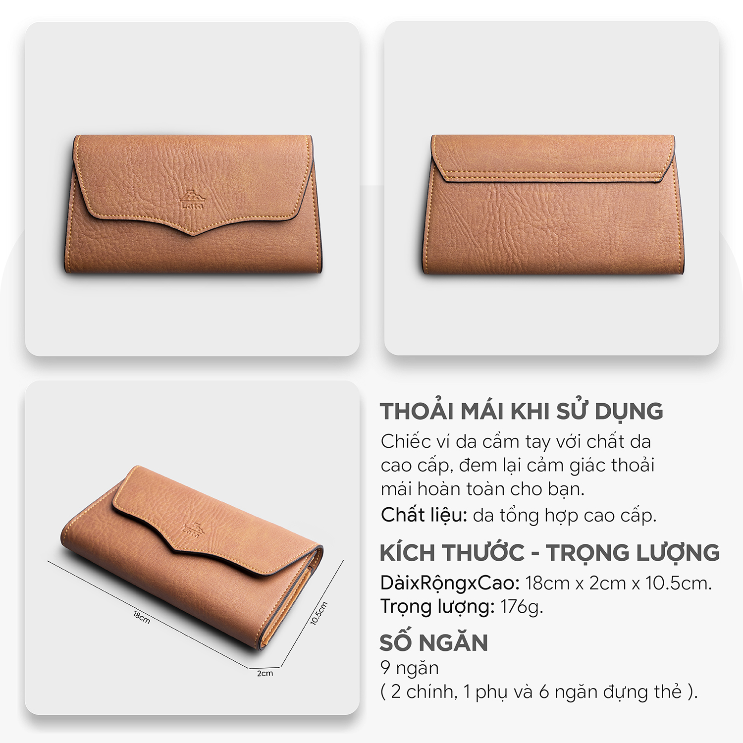 Ví Lata ( Thời trang nữ dáng cầm tay dáng dài - Ví da VN71 )