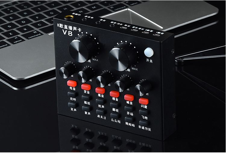 Bộ Mic + Sound Card Ngoài Hát Karaoke BOLE V8