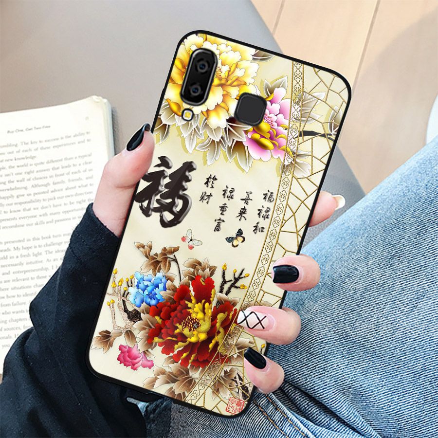 Ốp kính cường lực cho điện thoại Samsung Galaxy A7 2018/A750 - mẫu đơn MS MAUDON047