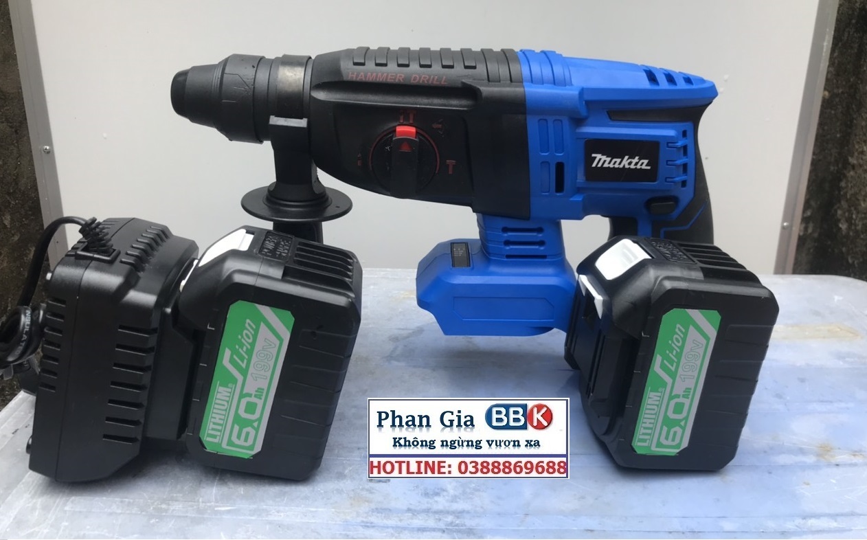 Máy khoan Bê tông MKT 15 CELL, máy không chổi than 100% dây đồng, 2 PIN - BẢO HÀNH 1 NĂM full bộ