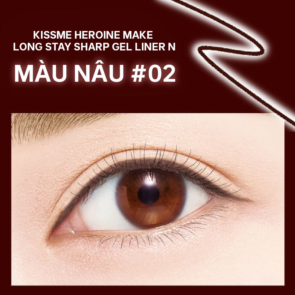 Bút Chì Gel Kẻ Mí Mắt Siêu Chống Trôi Dạng Xoay Kissme Heroine Make Màu Nâu #02 0.08 G