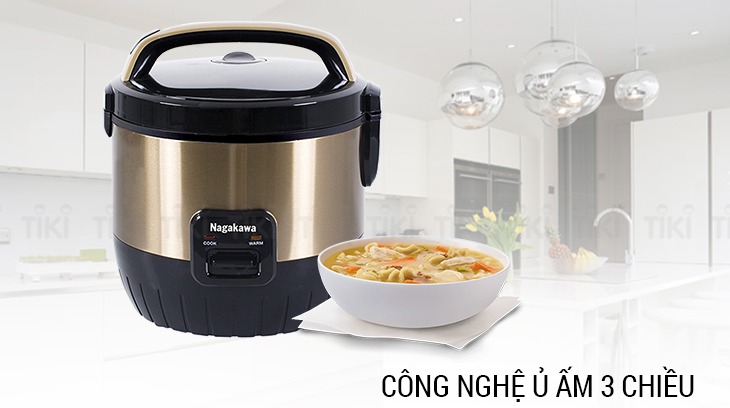 Nồi Cơm Điện Nắp Gài 3D Nagakawa NAG0119 (1.8 Lít) - Gold - Hàng Chính Hãng