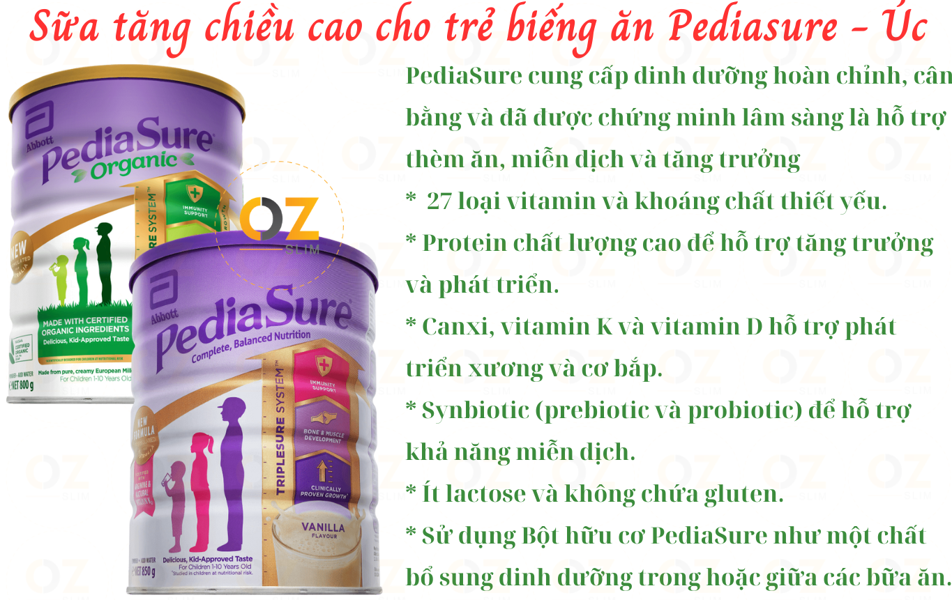 Sữa tăng chiều cao cho trẻ biếng ăn từ 1-10 tuổi Úc Pediasure