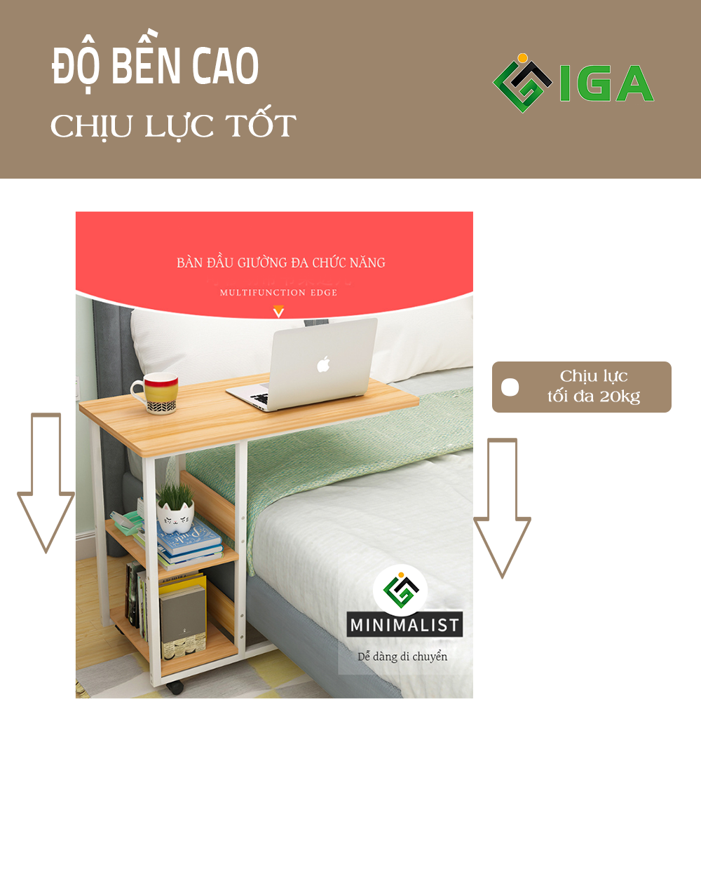 Bàn Làm Việc Đa Năng Di Động Thông Minh Thương Hiệu IGA - GM22