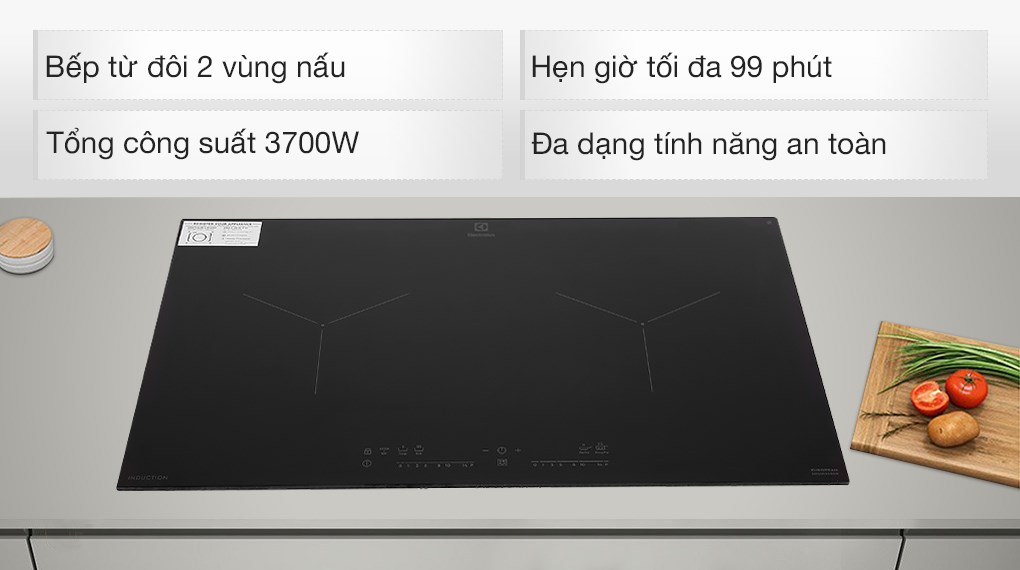 nhiều chức năng cài đặt sẵn trên bếp từ đôi electrolux ehi7280bb