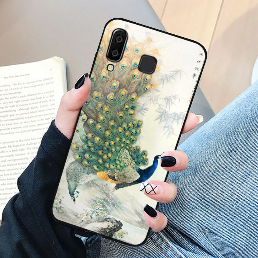 Ốp kính cường lực cho điện thoại Samsung Galaxy A7 2018/A750 - A10/M10 - A50 - A70 - chim công phượng MS CHIM 006