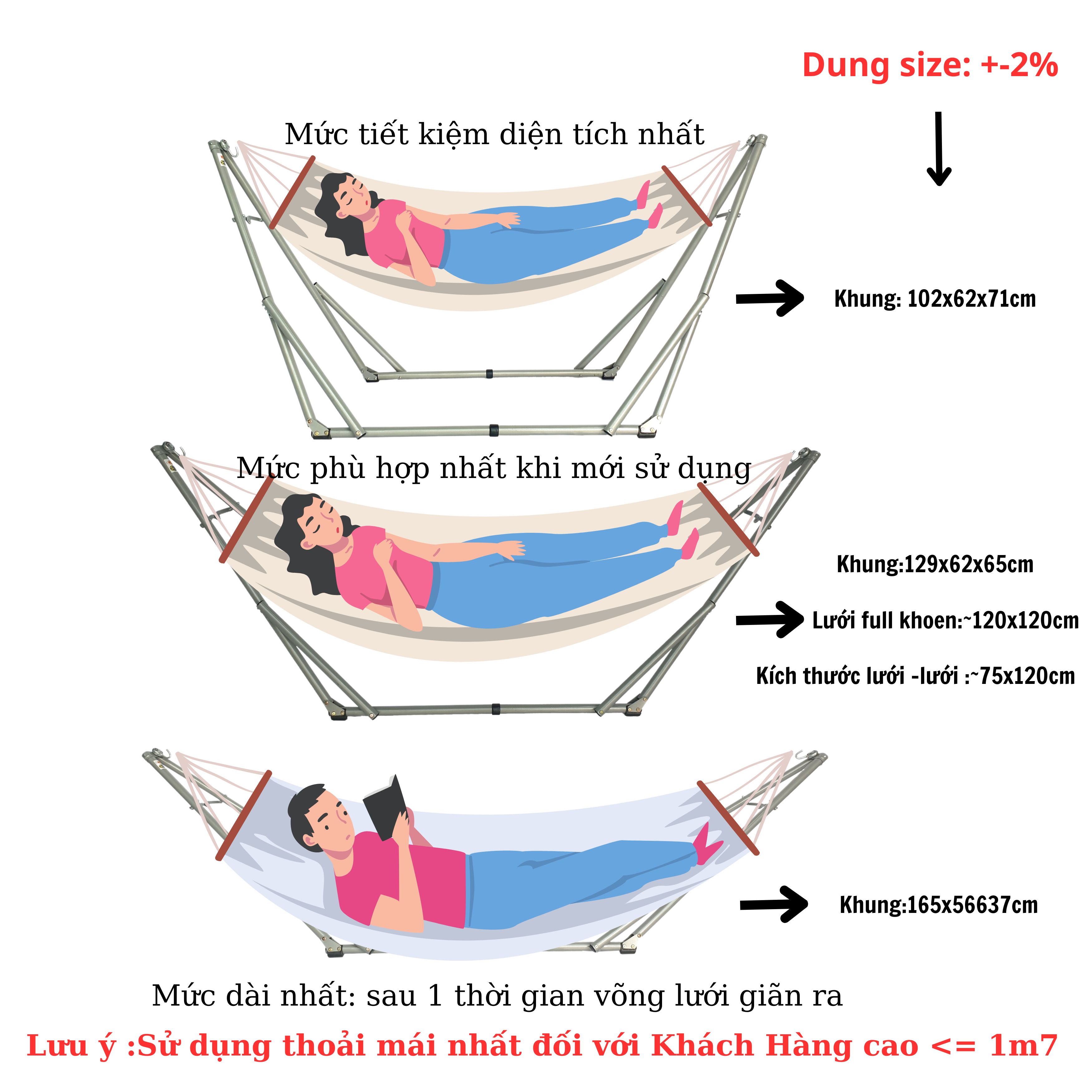 Võng xếp BAN MAI, võng cho trẻ em, nguyên bộ gồm khung võng và lưới võng (Giao màu ngẫu nhiên)