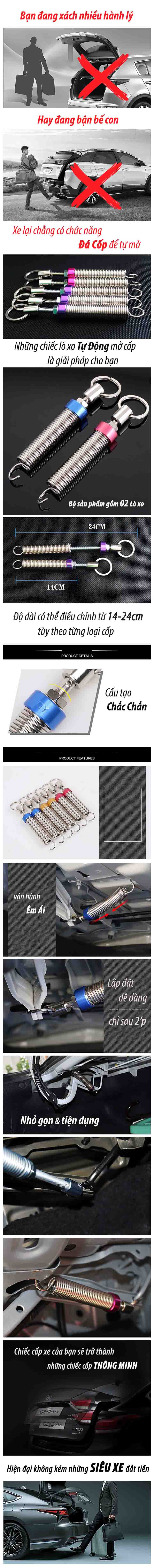 Set 2 Lò Xo Mở Cốp Tự Động Cho Ôtô Tiện Dụng
