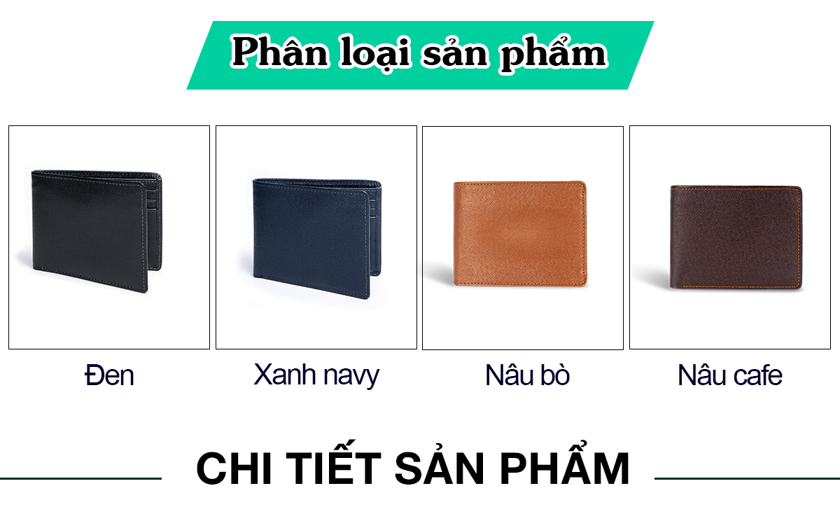 Ví nam, bóp nam da bò Saffiano Bụi Leather V140 - Bảo hành 12 tháng