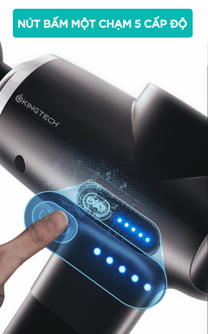 Súng Massage Cao Cấp KINGTECH MAX 1 - Máy Mát Xa Cầm Tay Dùng Động Cơ Không Chổi Than - Bản Nâng Cấp Cho Vận Động Viên, Gymer, Runner - Hỗ Trợ Mát Xa Chuyên Sâu, Thư Giãn, Giảm Đau, Phục Hồi Cơ Bắp - Quà Tặng Nam Nữ, Sếp, Doanh Nghiệp