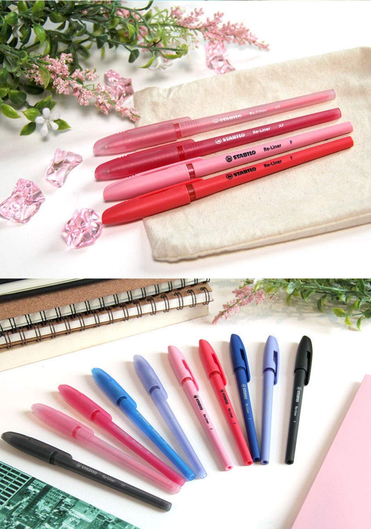 Bộ 3 Bút bi nắp STABILO Re-Liner F 0.7mm (BP868F-C3)