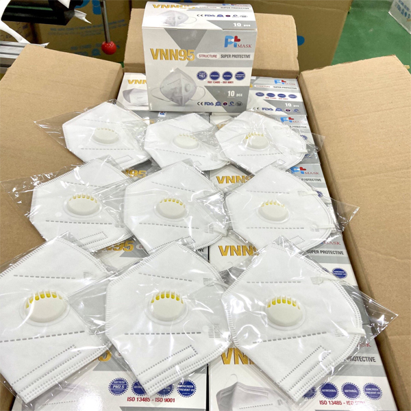 Khẩu Trang Y tế VNN95 PT Mask, 5 Lớp, Có Van Thở, kháng Khuẩn, Chống Bụi Siêu Mịn PM2.5, Màu Trắng - Đạt Các Chứng Chỉ ISO 13485, ISO 9001, CE, FDA.