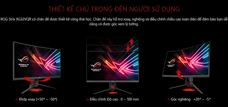 Màn Hình Cong Gaming Asus ROG STRIX XG32VQR 32 inch WQHD (2560x1440) 4ms 144Hz FreeSync VA - Hàng Chính Hãng