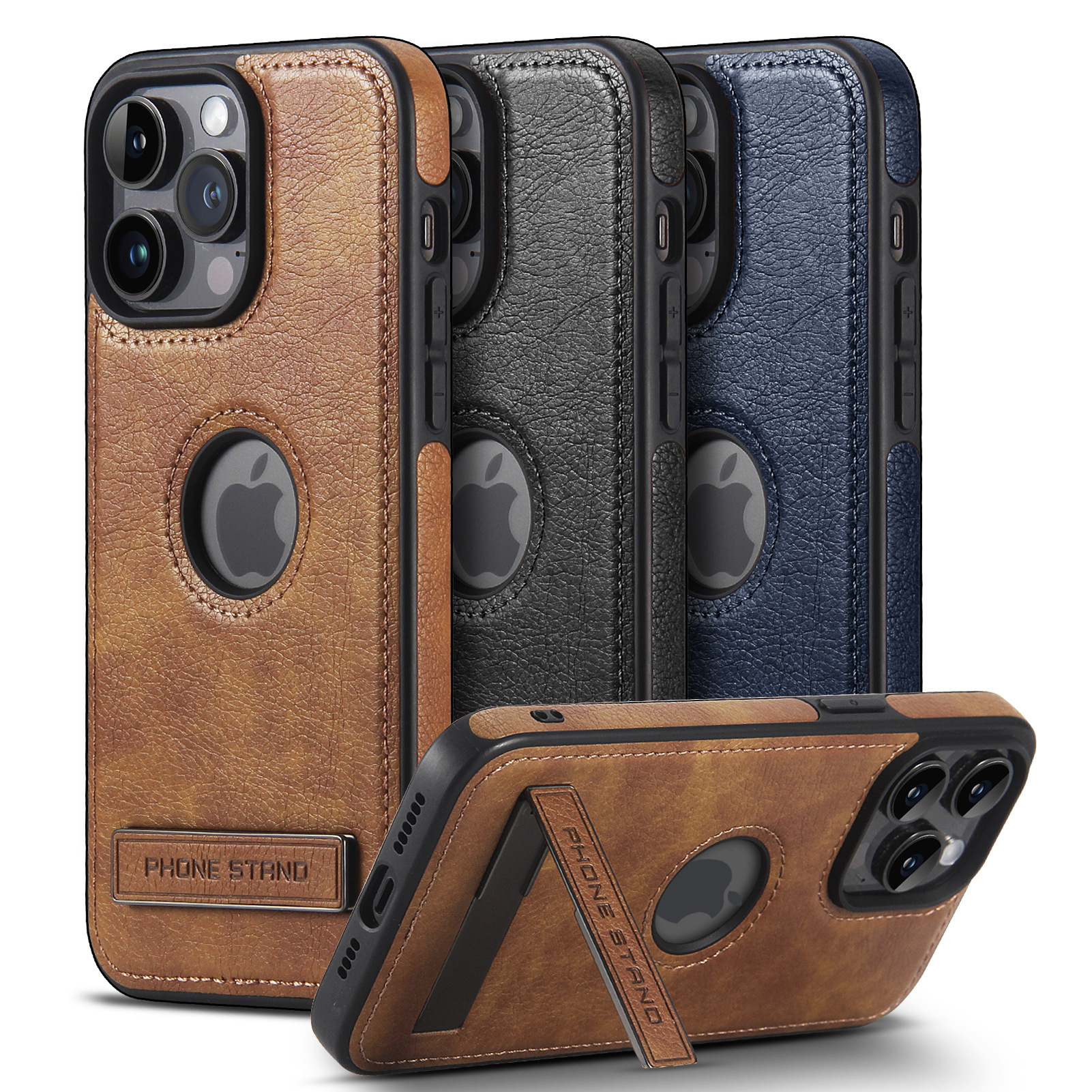 Ốp lưng da có chống đứng dành cho iPhone 15 / 15 Plus / 15 Pro / 15 Pro Max - Hàng chính hãng