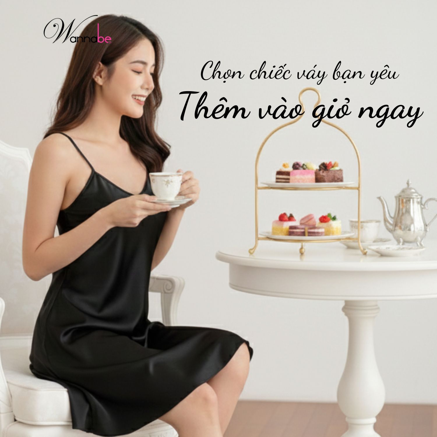 Đầm ngủ lụa WANNABE DN612 váy ngủ tối giản, 2 dây êm dịu thỏai mái, trẻ trung chăm sóc làn da, nâng niu giấc ngủ của bạn