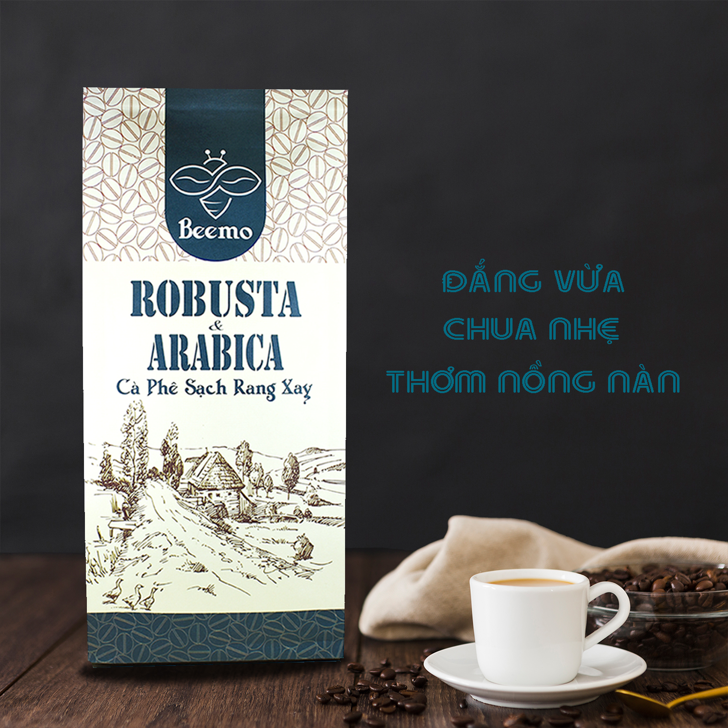 cà phê nguyên chất robusta phối arabica, cafe mộc rang xay beemo 500g 1