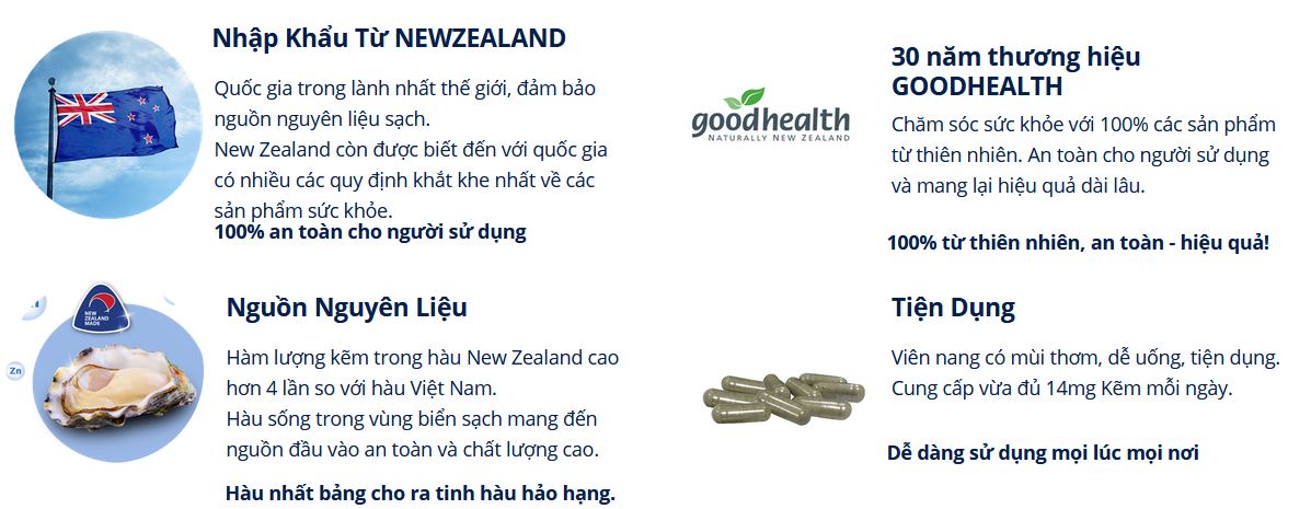Tinh chất hàu tăng sinh lý nam Goodhealth Oyster Plus New Zealand