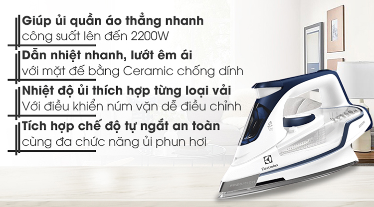 Bàn Ủi Hơi Nước Electrolux ESI6123 - Trắng Xanh - Hàng chính hãng