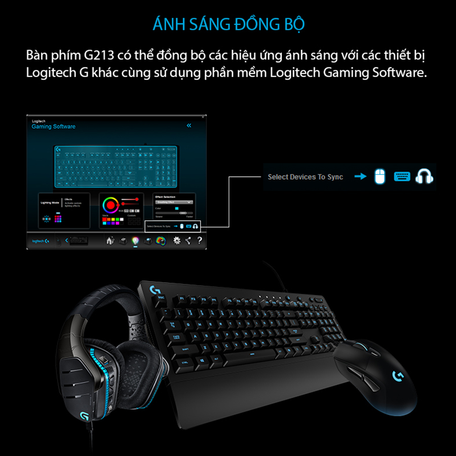 Bàn phím game có dây Logitech G213 Prodigy RGB Lightsync - Hàng chính hãng