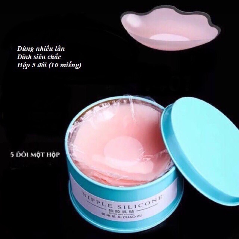 Hộp 10 Miếng Dán Ngực Silicon Siêu Tiện Lợi Tái Sử Dụng Nhiều Lần