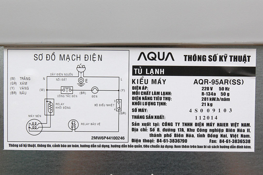 Tủ Lạnh Mini Aqua AQR-95AR (90L) - Bạc