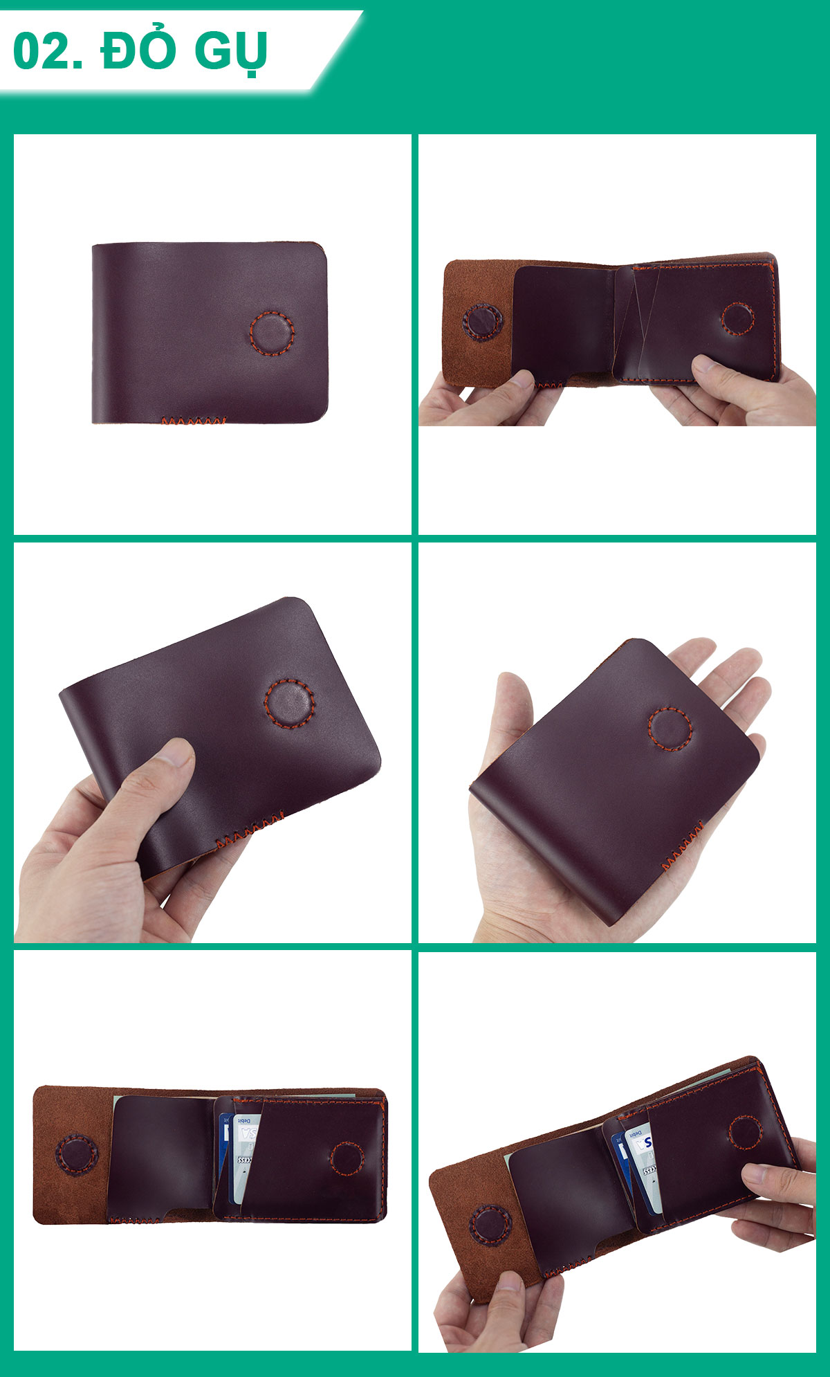 Ví sen 3 PLUS da bò Pullup V123, bóp mini nam nhỏ gọn hai màu đen và nâu, đường chỉ may tinh tế, đựng thẻ kẹp tiền tiện lợi, fullbox, thương hiệu Bụi leather chuyên đồ da thật