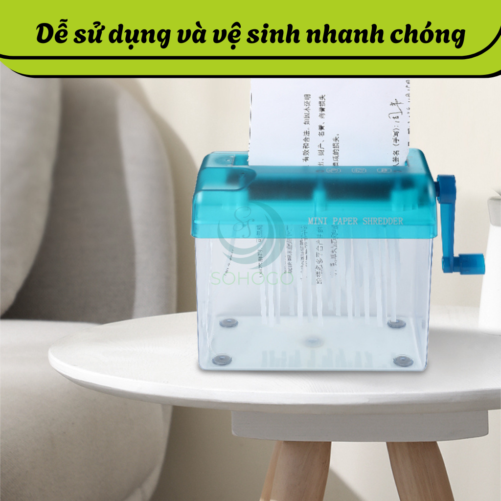 Máy cắt giấy mini cầm tay- Máy hủy giấy văn phòng và gia đình - Máy hủy bill tính tiền, hóa đơn thanh toán, hủy tài liệu trên giấy A4, A5+ Tặng kèm dao rọc giấy mini, giao màu ngẫu nhiên 
