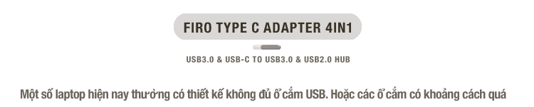 HUB Type C FIRO và HUB USB 3.0 FIRO Tốc Độ Cao Chia 4 Cổng FIRO, HUB FIRO Chuyển Đổi Dành Cho Laptop PC Hỗ Trợ Sạc Pin Kết Nối Đa Năng Ổ Cứng Bàn Phím Chuột Máy In, Thiết Bị Ổ Chia USB - Thương Hiệu FIRO