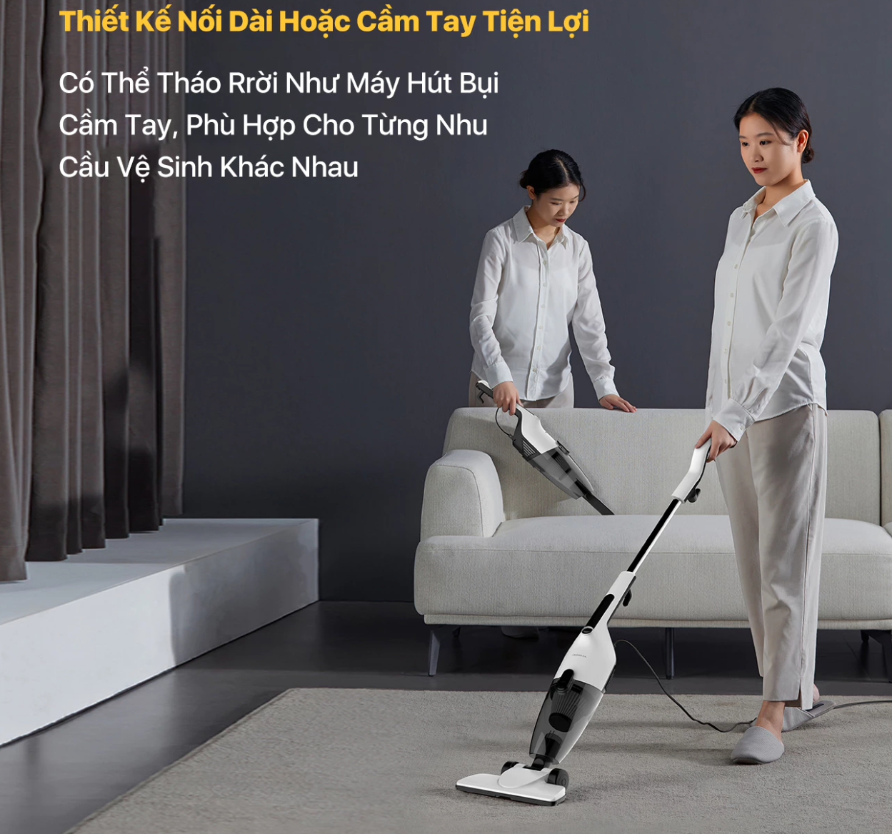 Máy hút bụi Deerma DX120C lực hút 16Kpa, Công suất 600W động cơ không chổi than {New 2025} - Hàng chính hãng