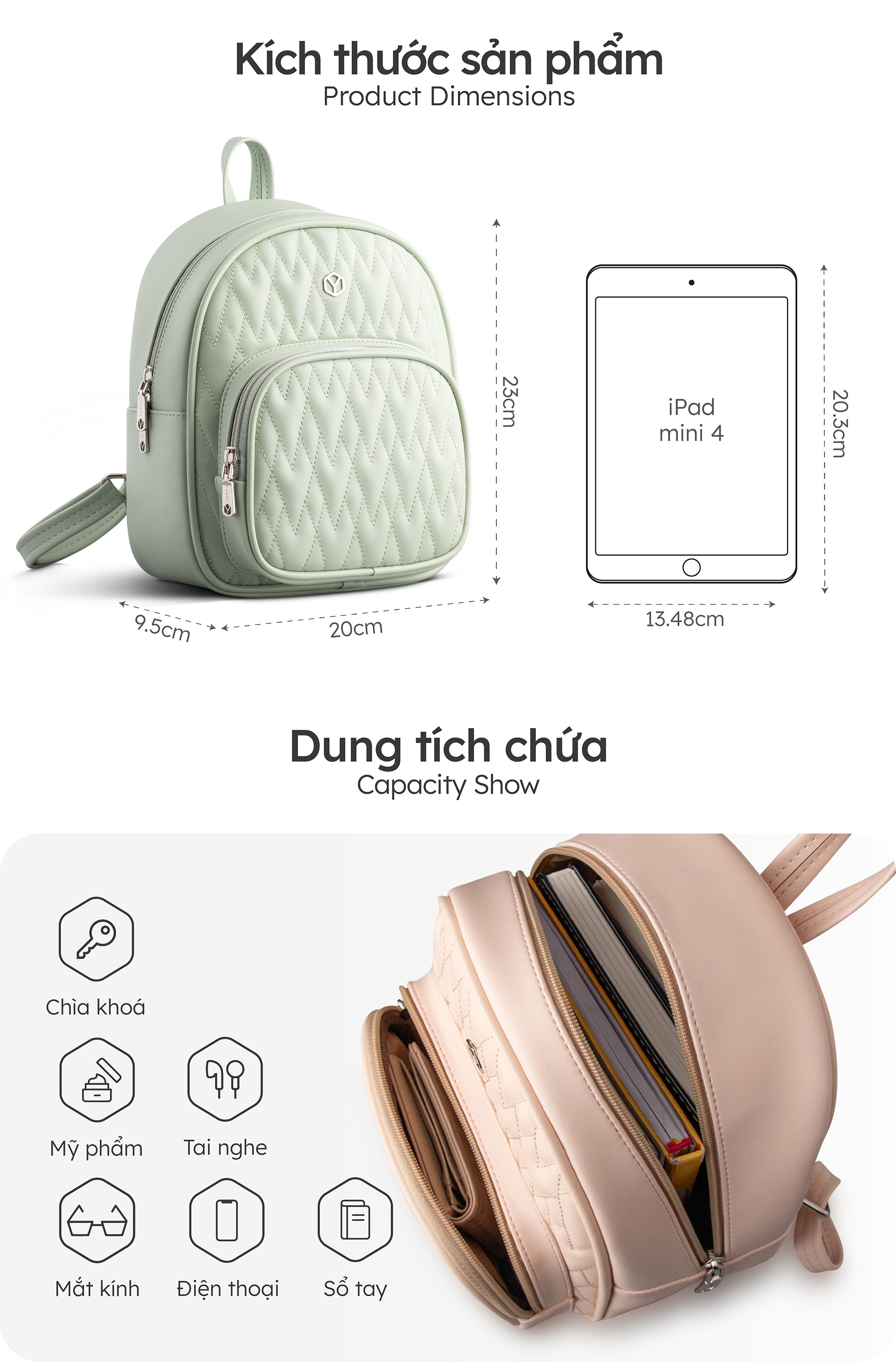 Balo Yuumy ( Thời trang nữ phong cách trẻ trung - Balo da Seasand YBA82 )
