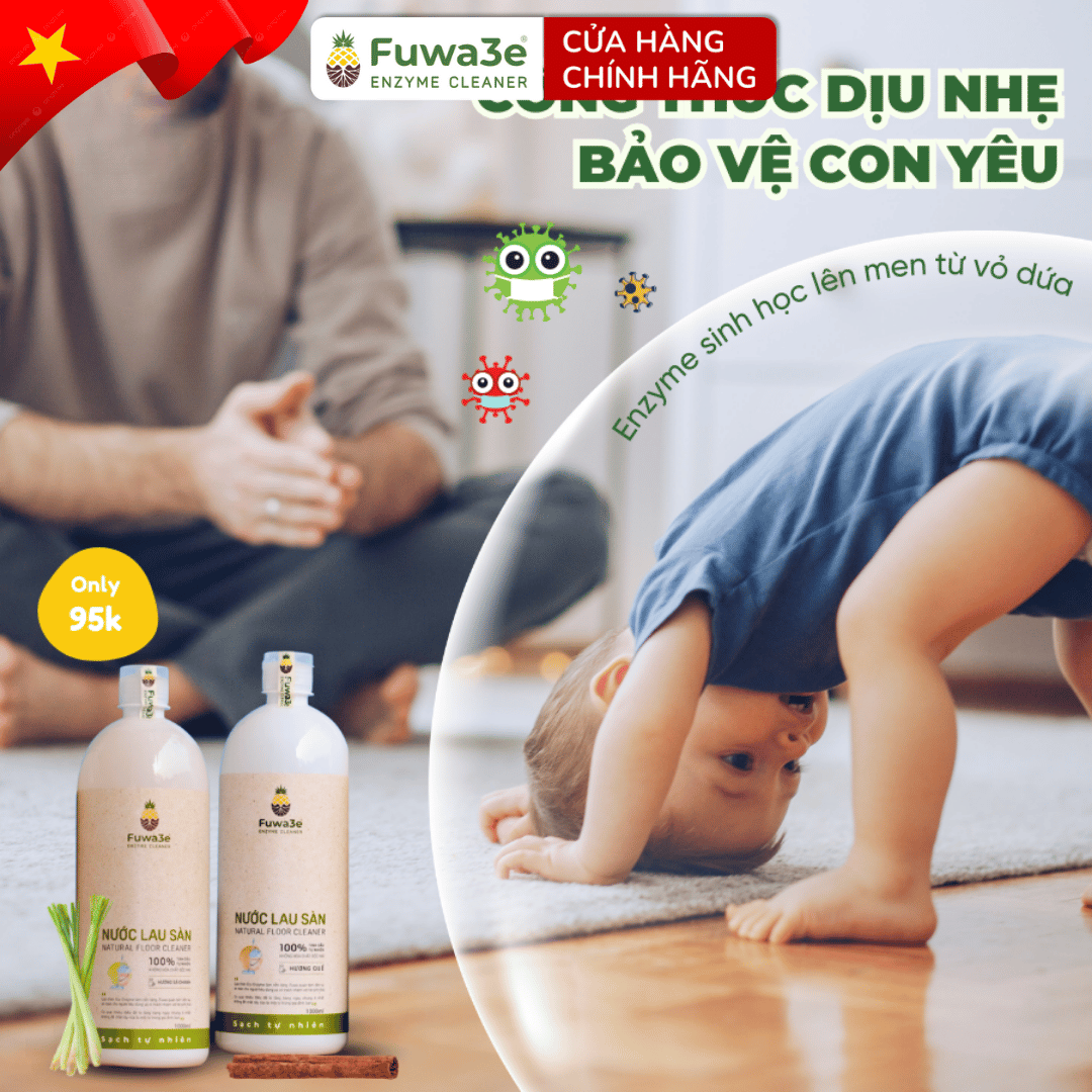 [Can 10L tiết kiệm] Nước lau sàn hữu cơ enzyme sinh học từ vỏ dứa Fuwa3e - hương SẢ CHANH