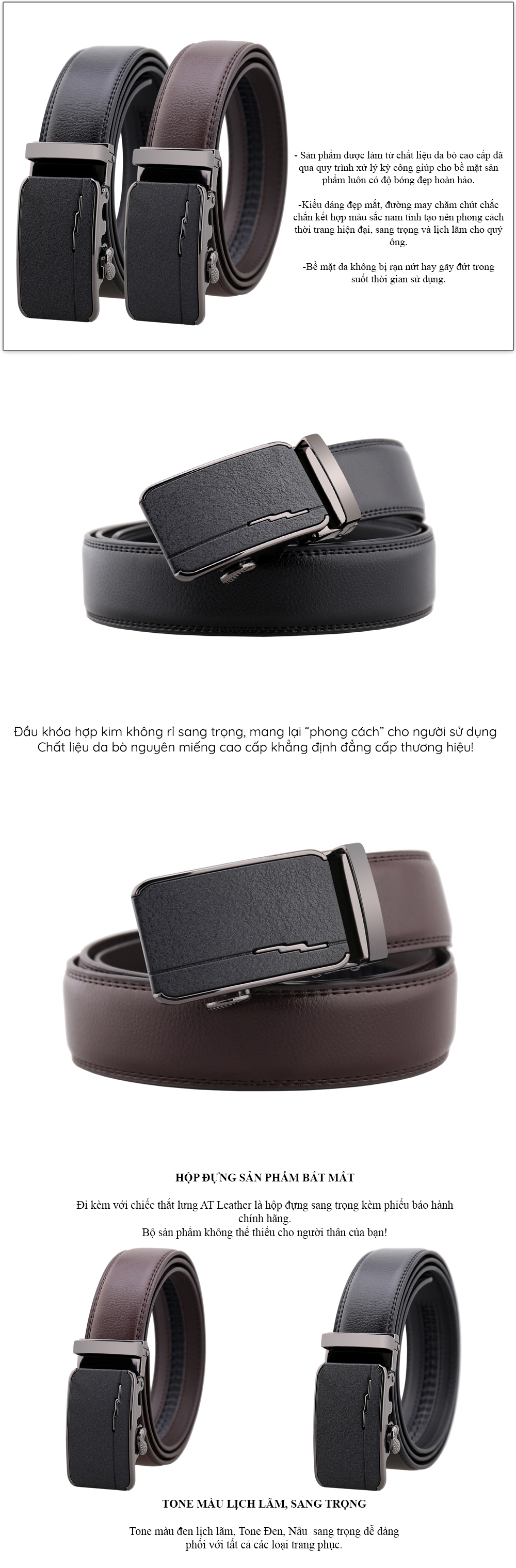 Thắt lưng nam da bò AT Leather - P142