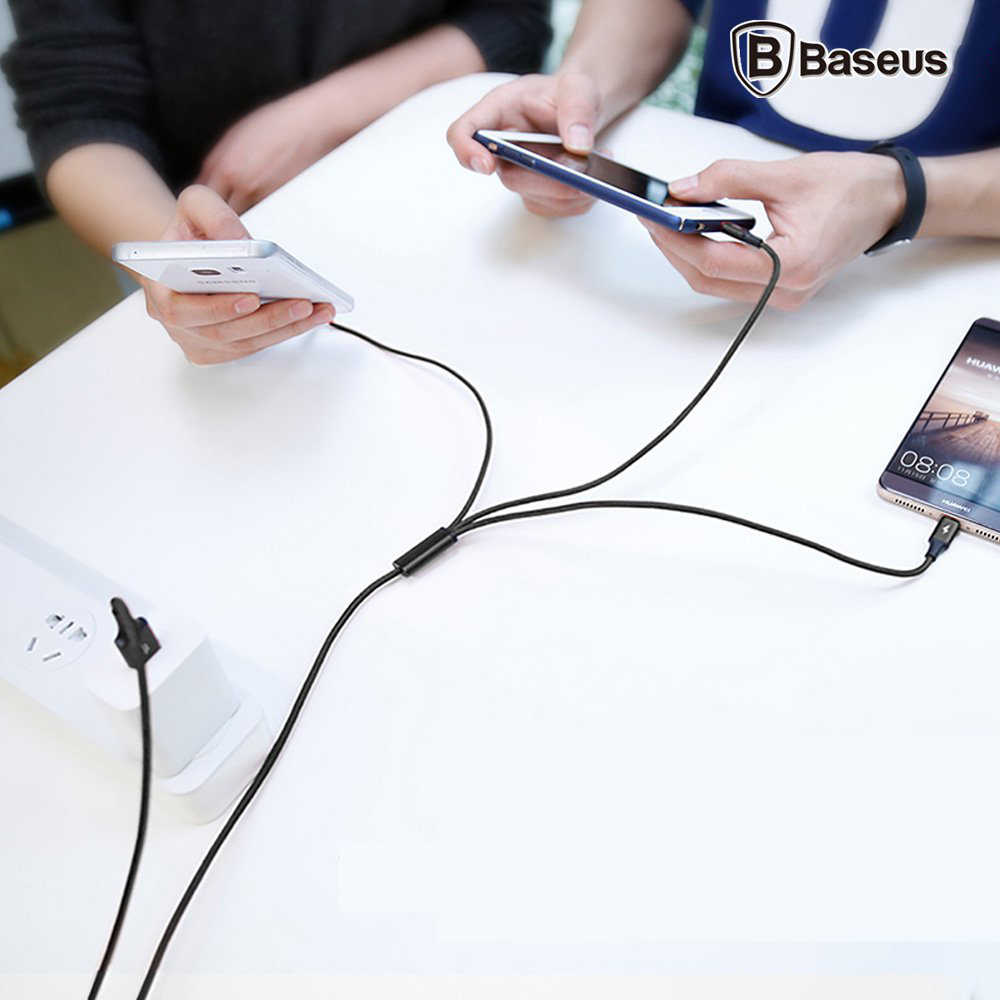 Dây sạc cho smartphone - tương thích hầu hết các loại điện thoại iPhone/Samsung/Xiaomi/Oppo  hỗ trợ sạc nhanh 3.0A, 120 cm - Baseus 3 in 1 Rapid Series LV.145- Hàng Chính Hãng