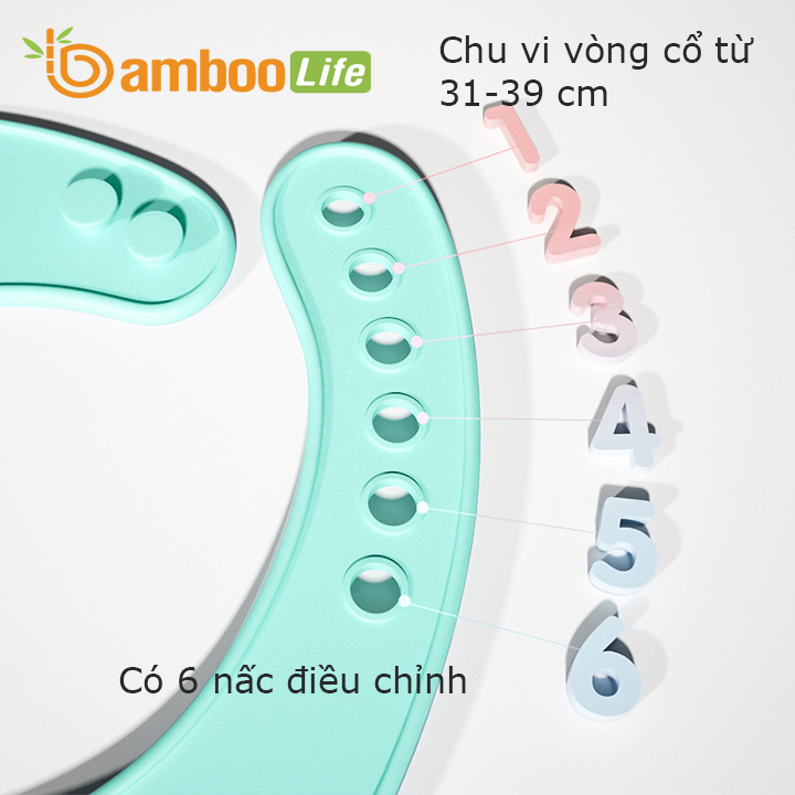 Yếm ăn dặm cho bé Bamboo Life BL068 hàng chính hãng Yếm ăn dặm silicon Yếm ăn dặm có máng chống bám bẩn Đồ dùng ăn dặm cho bé