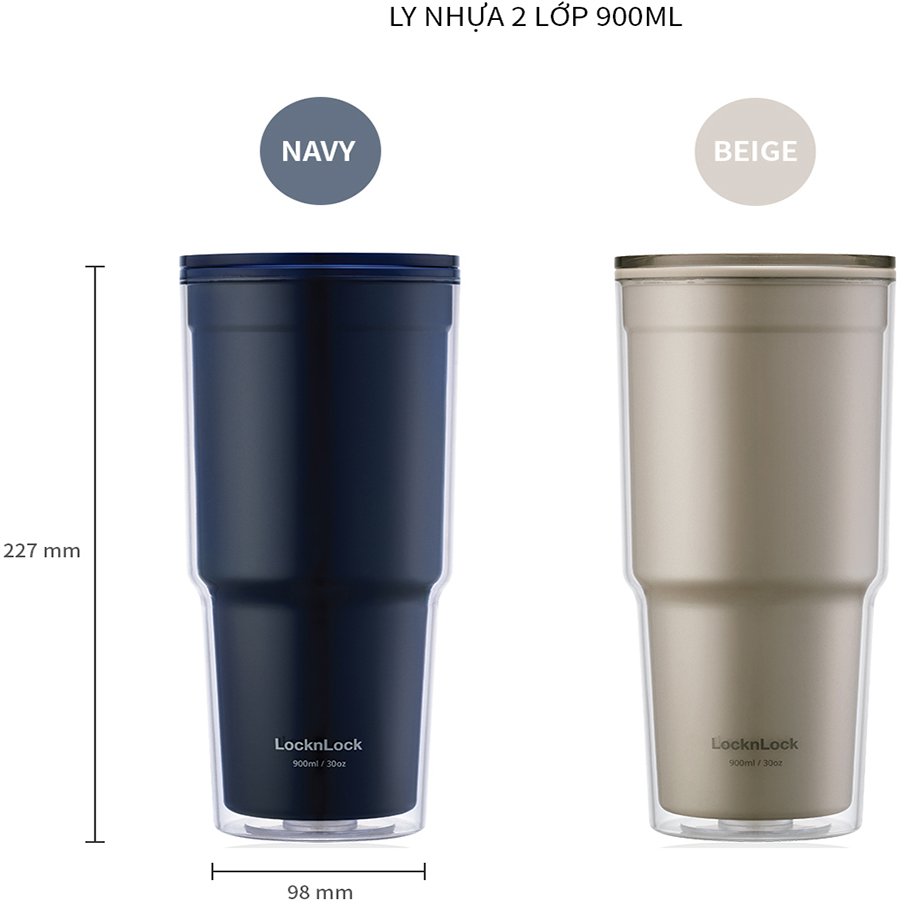 Ly Nhựa 2 Lớp LocknLock 900ml HAP502