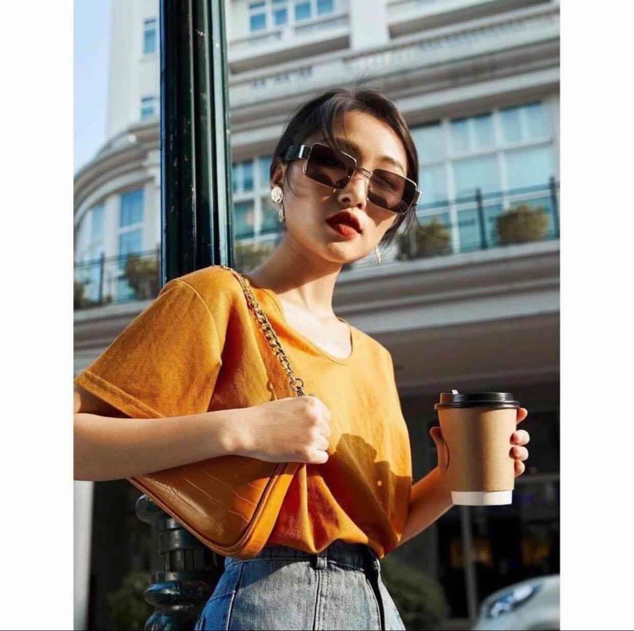 Kính râm Mắt vuông phong cách hiện đại retro thời trang (Nhiều Màu) + tặng Tuavit móc khóa mini