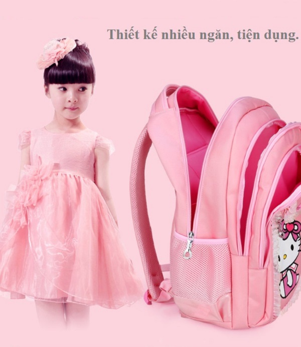 Bộ balo túi đeo, hộp bút siêu nhẹ xinh yêu cho bé gái 