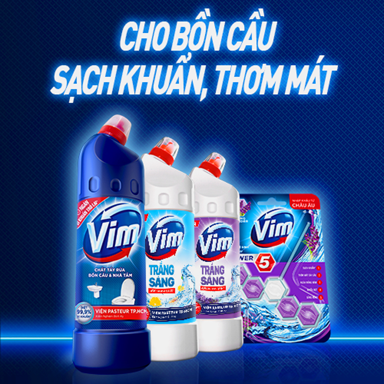 Gel Tẩy Rửa Bồn Cầu Và Nhà Tắm Vim Trắng Sáng Hương Oải Hương Dịu Mát Chai 475ml