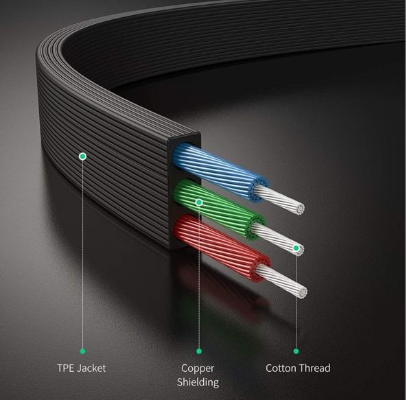 Cáp âm thanh 3.5Mm dẹp góc vuông 10598 2 đầu đực mạ vàng dài 1.5m UGREEN Av119 - HÀNG CHÍNH HÃNG