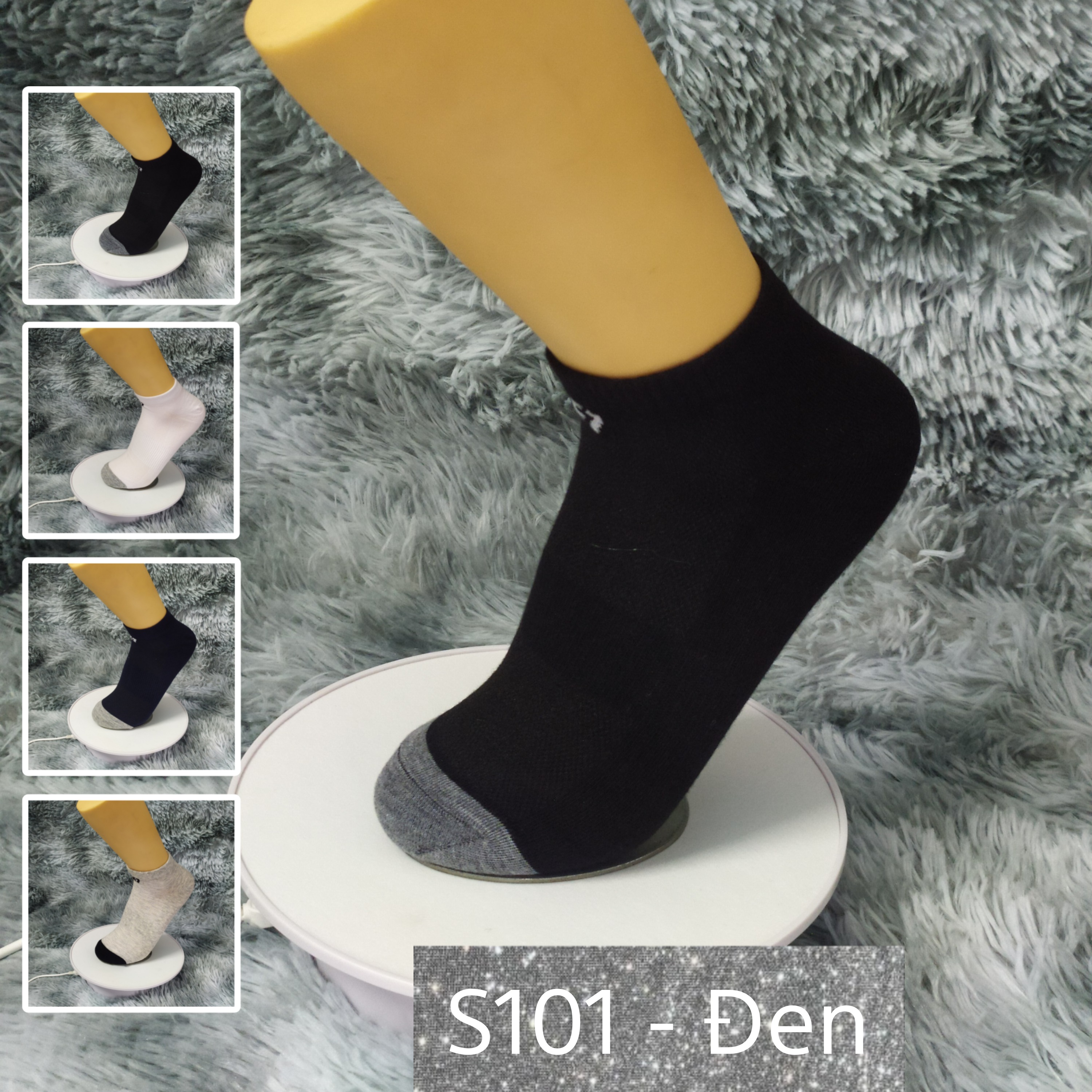 Tất Vớ cổ ngắn trơn Cotton Air Seven S101. 4 màu: Trắng, Đen, Xanh, Xám. Dày dặn, mềm mại, kháng khuẩn khử mùi, không hôi chân.