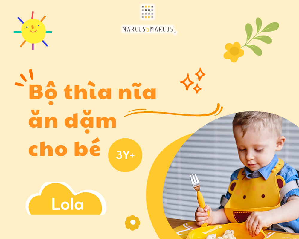 Bộ thìa nĩa ăn dặm cho bé Marcus & Marcus, từ 3 tuổi