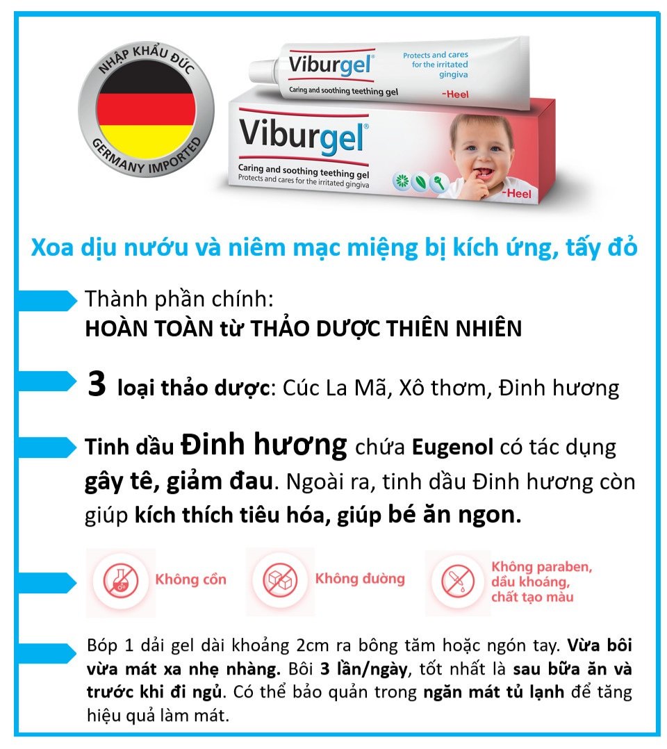 Gel Bôi Thảo Dược Thiên Nhiên - Viburgel Giúp Xoa Dịu Nướu Và Niêm Mạc Miệng Bị Kích Ứng Tấy Đỏ Do Mọc Răng, Bệnh Tay Chân Miệng 1