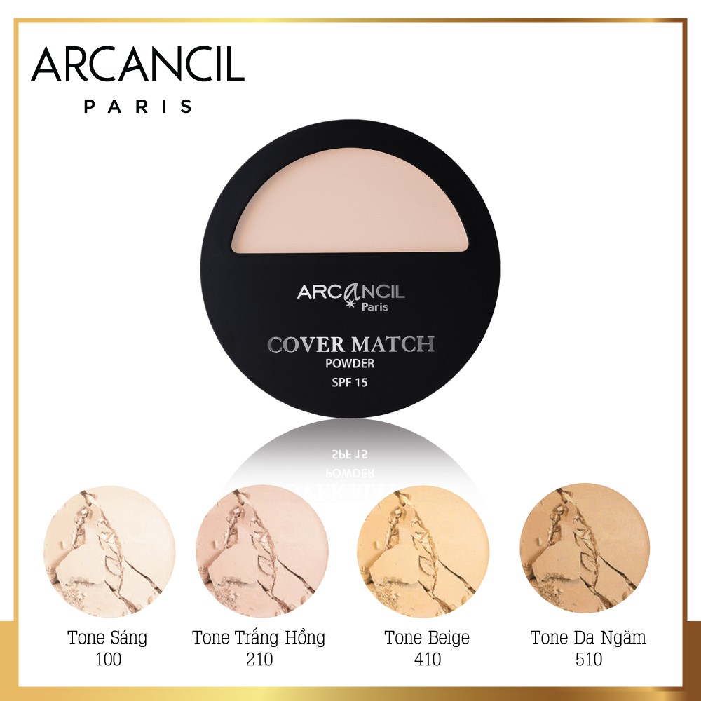 Phấn phủ dạng nén Arcancil Poudre Compacte Cover Match độ chống nắng SPF 15